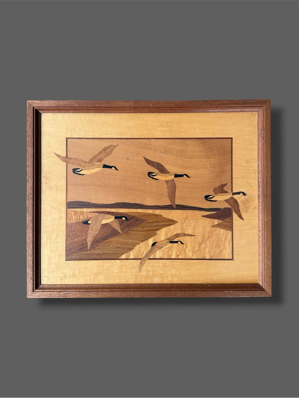 Hudson River Wood Marquetry Canadian Geese Picture – 13” x 16”